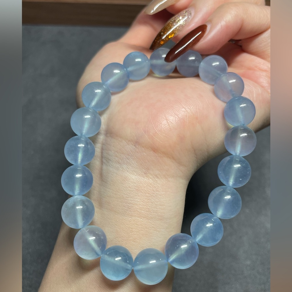 💯 Genuine Aquamarine Beaded Bracelet